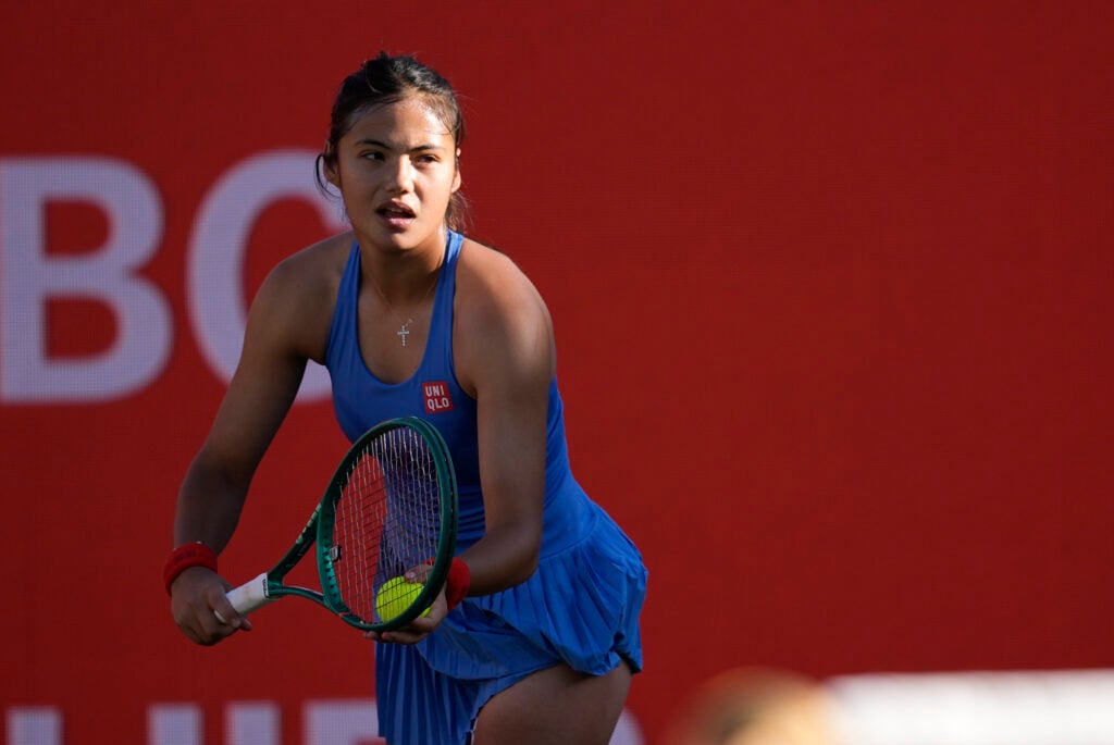 Emma Raducanu of Great Britain competes during the semi-final match at The HSBC Championships 2026 Women's tennis tournament at The Queen's Club in London, England, on June 13, 2026.