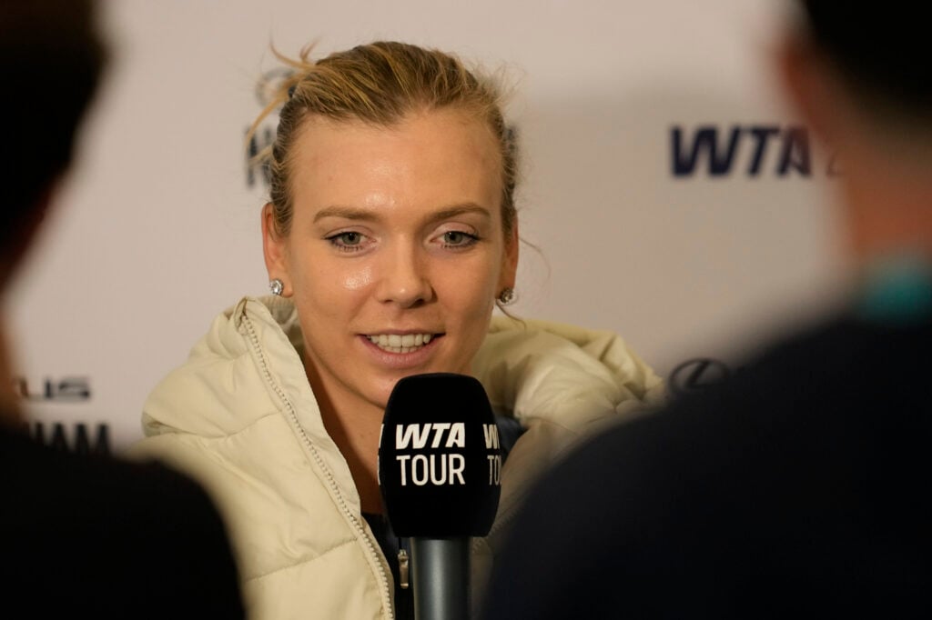 Katie Boulter of Great Britain speaks with the media ahead of the 2026 Lexus Nottingham Open Women's tennis tournament at the Nottingham Tennis Centre in Nottingham, England, on June 15, 2026.