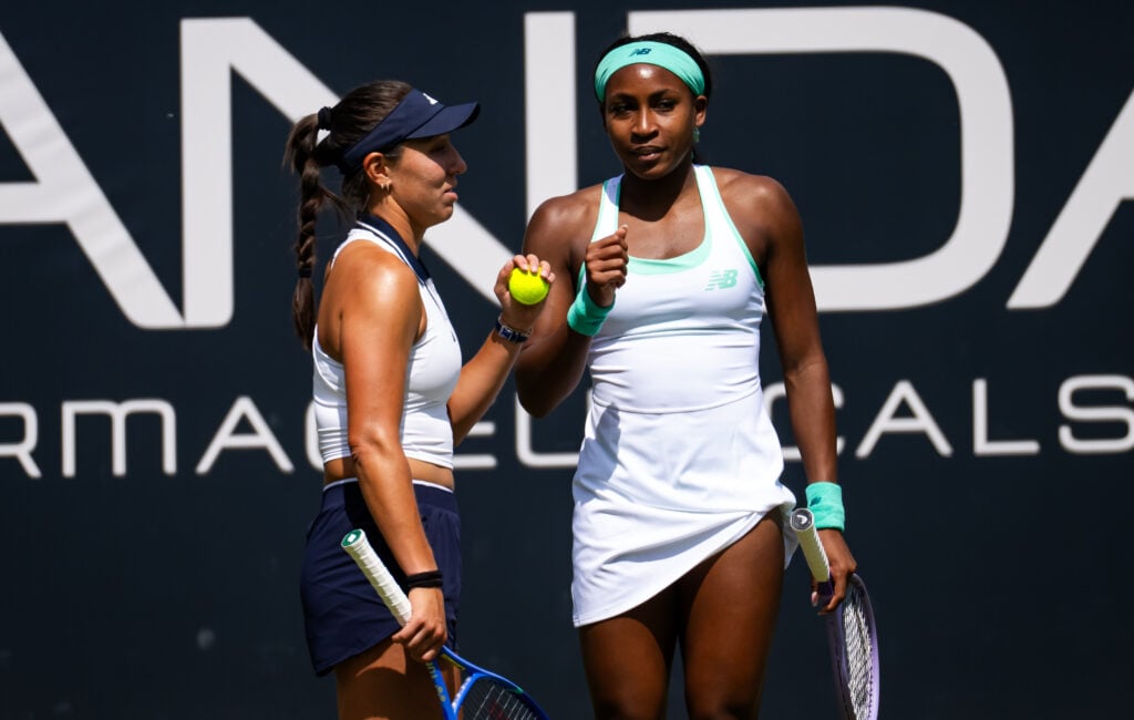 Jessica Pegula and Coco Gauff play doubles together at the Berlin Open.