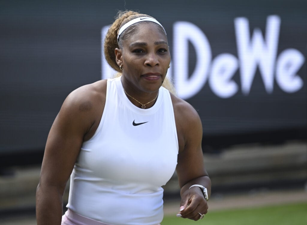 Serena Williams competes in a doubles match at the 2026 Berlin Open.