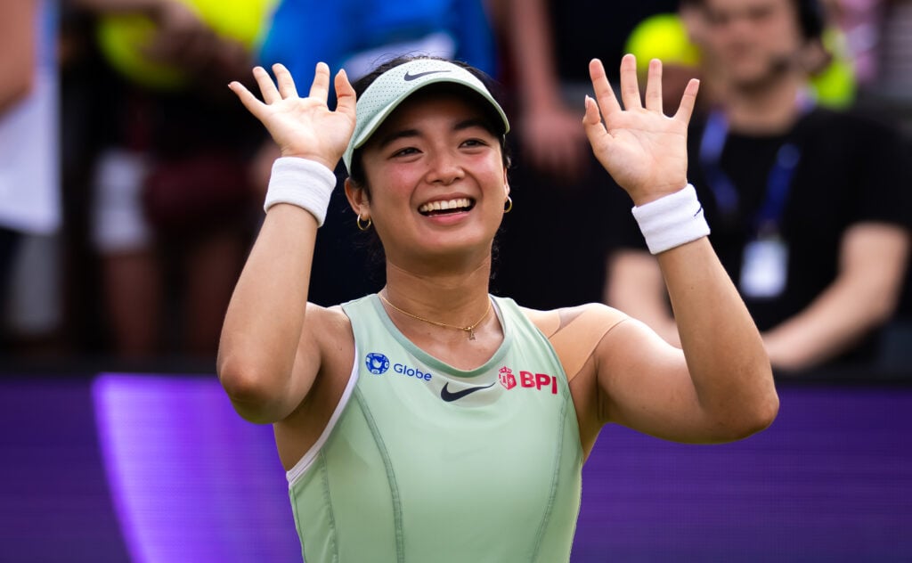 Alex Eala celebrates at the 2026 Berlin Open.