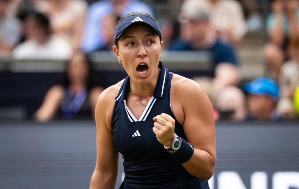 Jessica Pegula celebrates at the 2026 Berlin Open.
