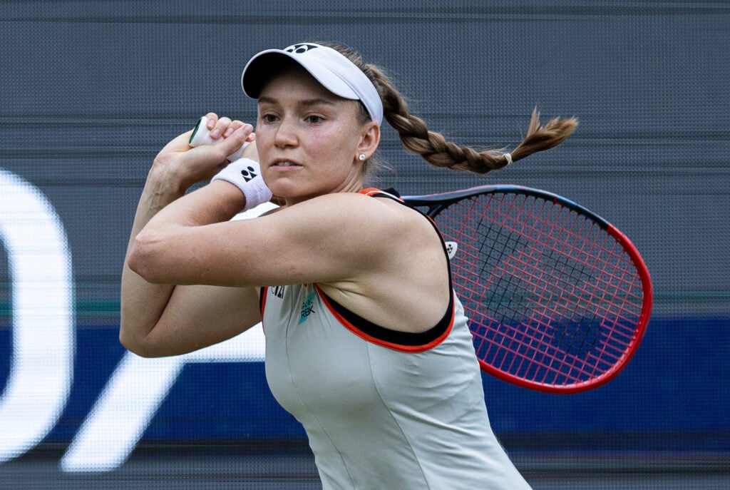 Elena Rybakina in action against Alex Eala at the Berlin Open.