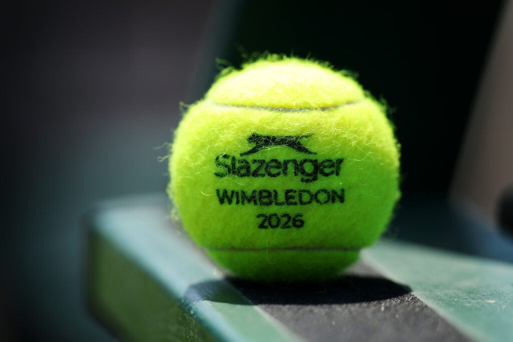 An image of the Slazenger ball at Wimbledon in 2026.