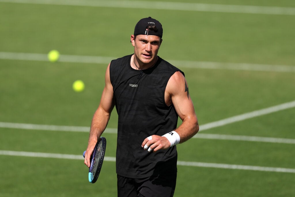 Jack Draper practicing ahead of Wimbledon in 2026.