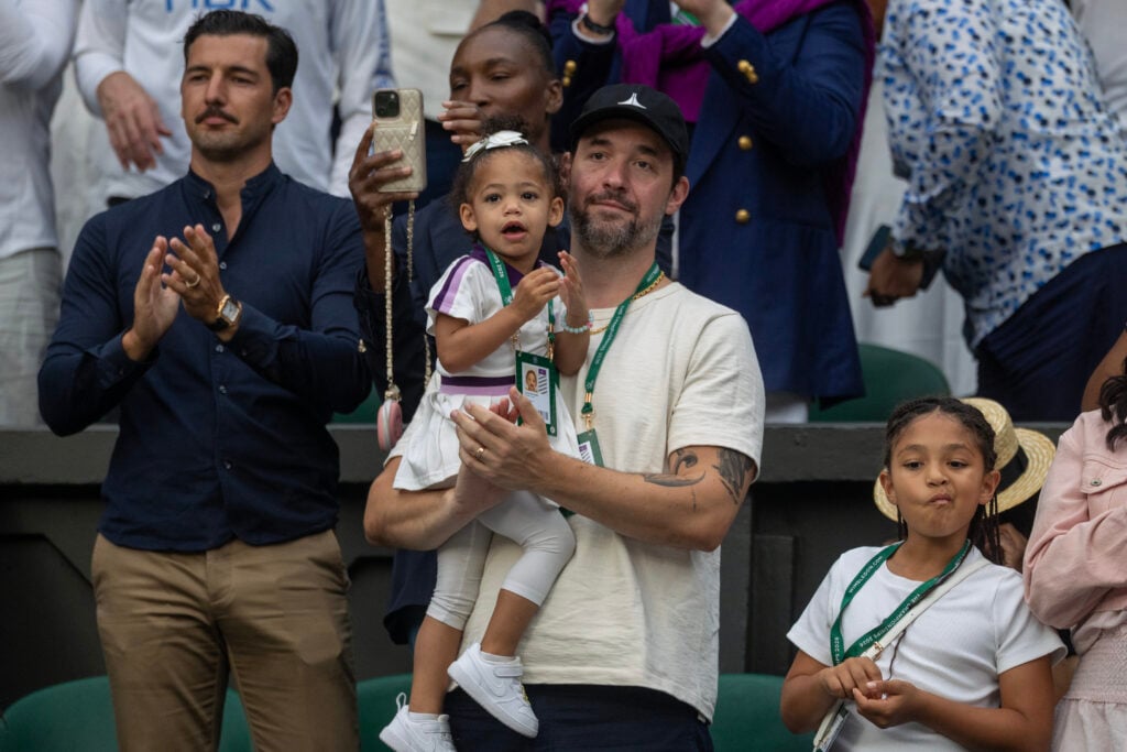 Serena Williams' family support her at Wimbledon in 2026.