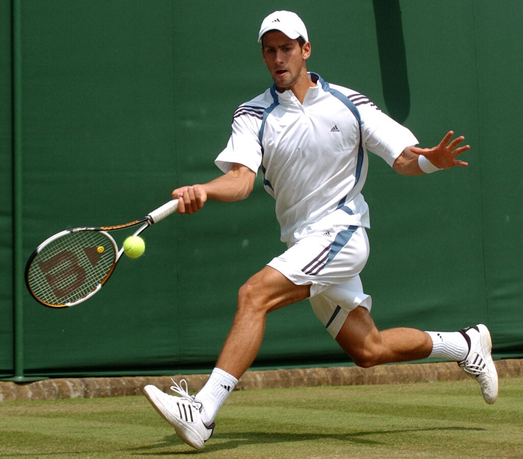 Novak Djokovic in action at Wimbledon in 2006.