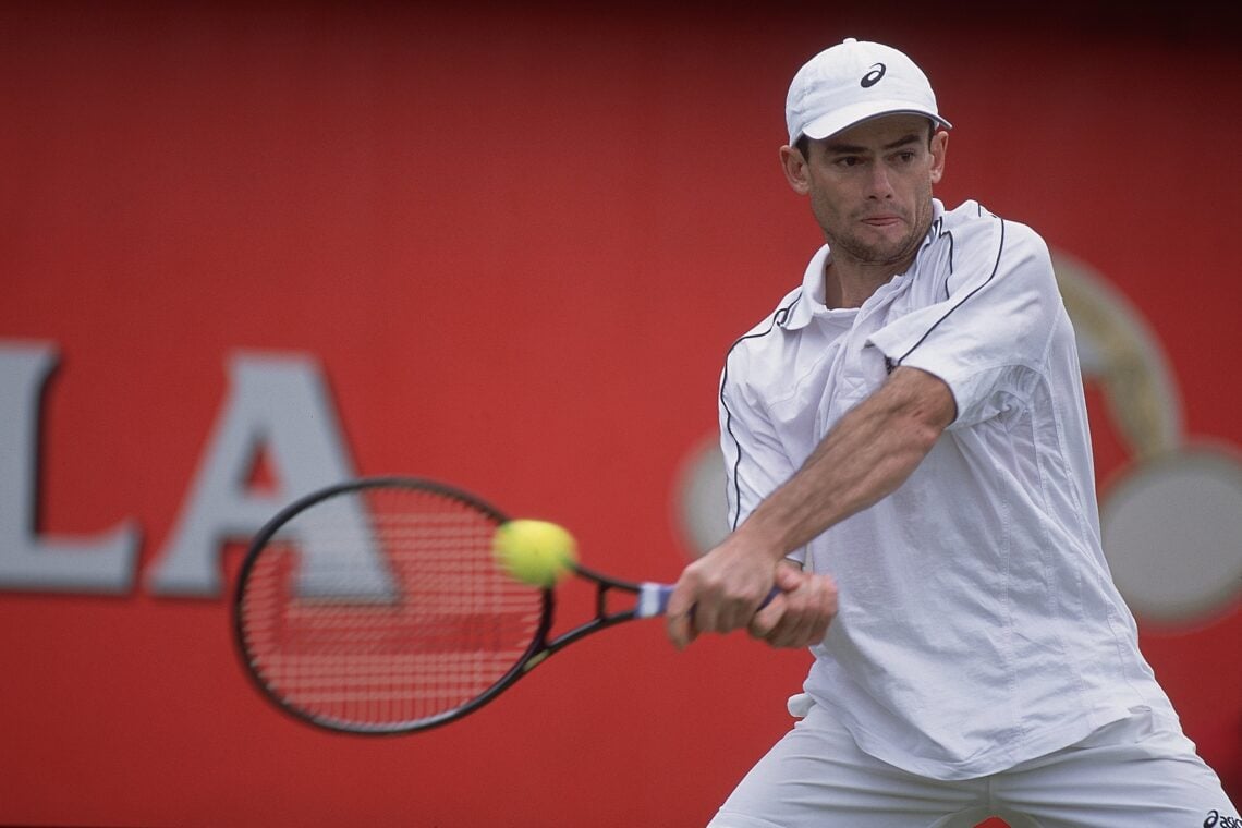 13 Jun 2001: Byron Black of Zimbabwe in action during the Stella Artois Tennis Championships played at Queens Club, London. Mandatory Credit: Cra...