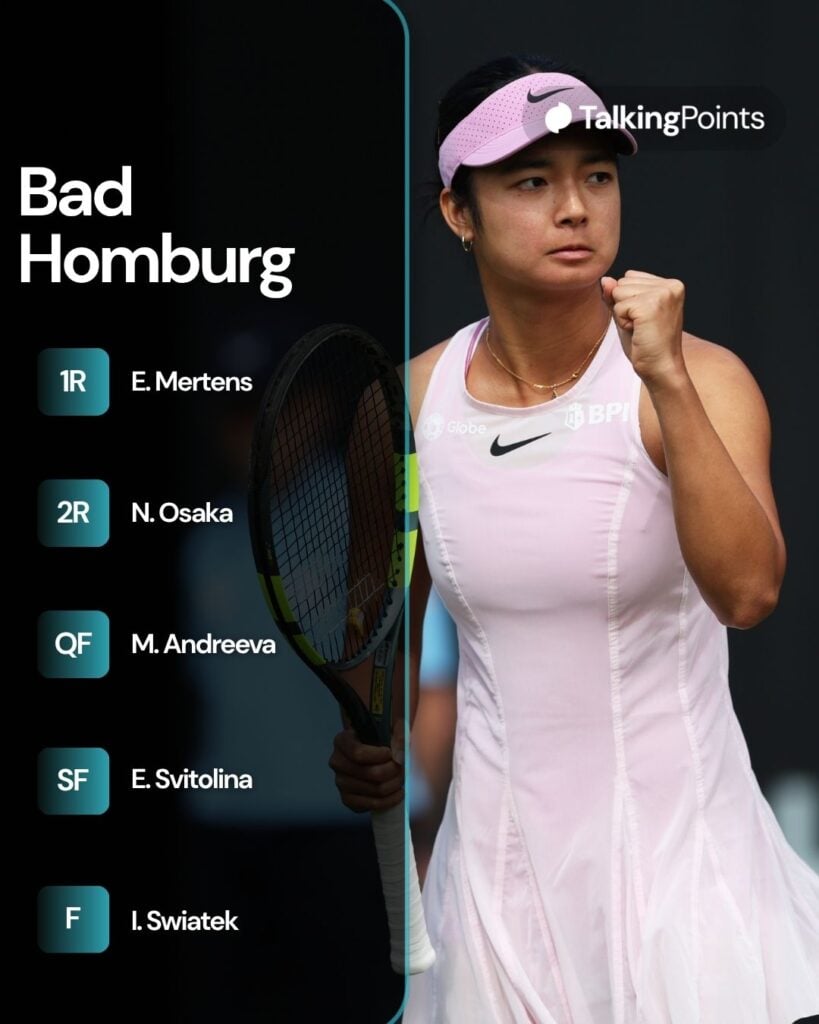 A graphic of Alexandra Eala's draw at the 2026 Bad Homburg Open.