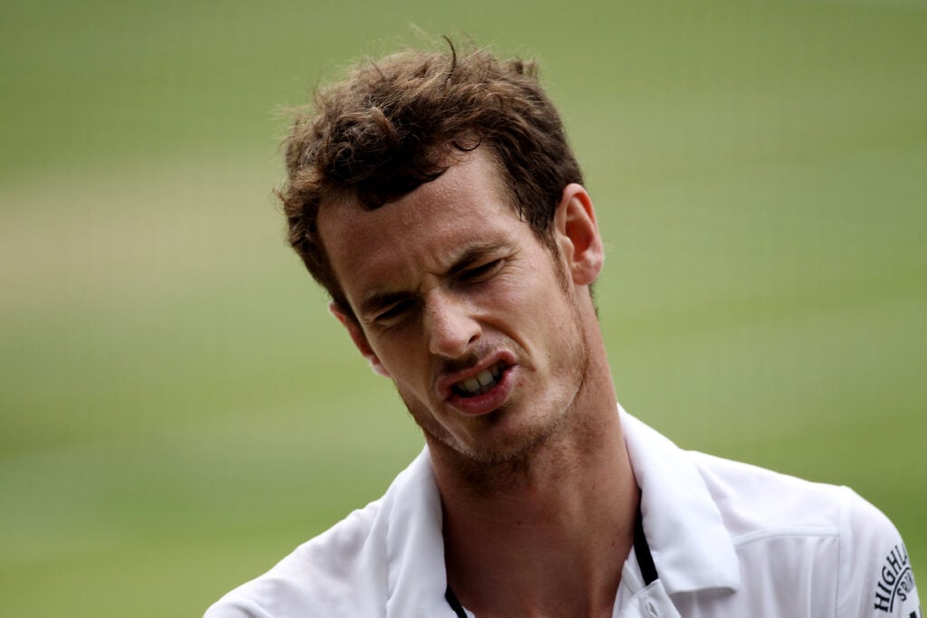 Andy Murray reacts during the 2010 Wimbledon Championships.
