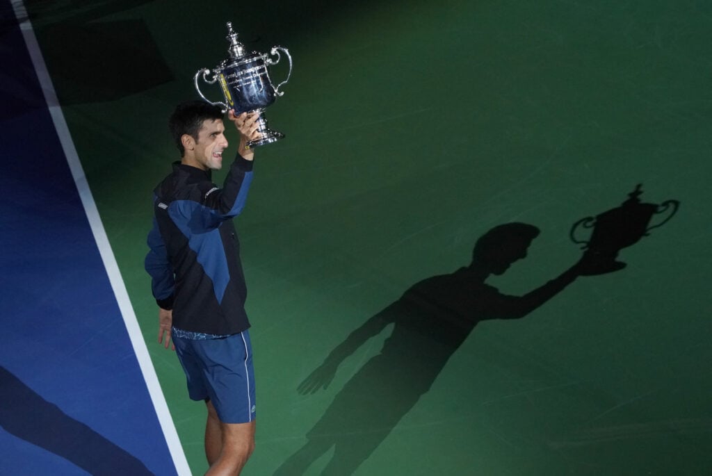 Novak Djokovic of Serbia celebrates his victory over Juan Martin del Potro of Argentina after their 2018 US Open men's singles final match on September 9, 2018 in New York.