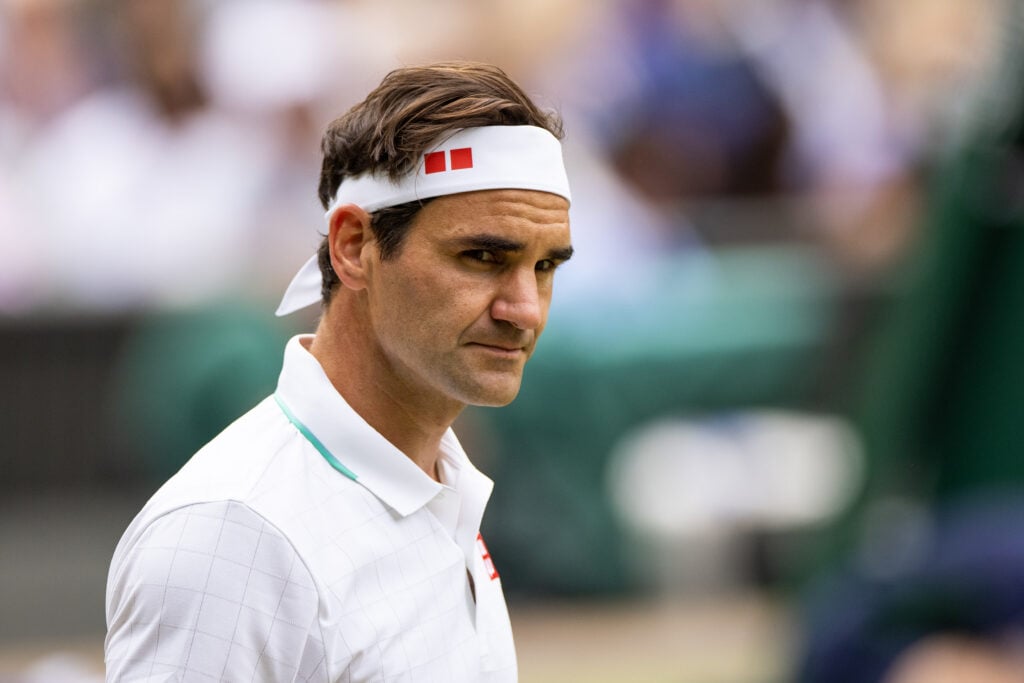 Roger Federer pictured at the 2021 Wimbledon Championships.