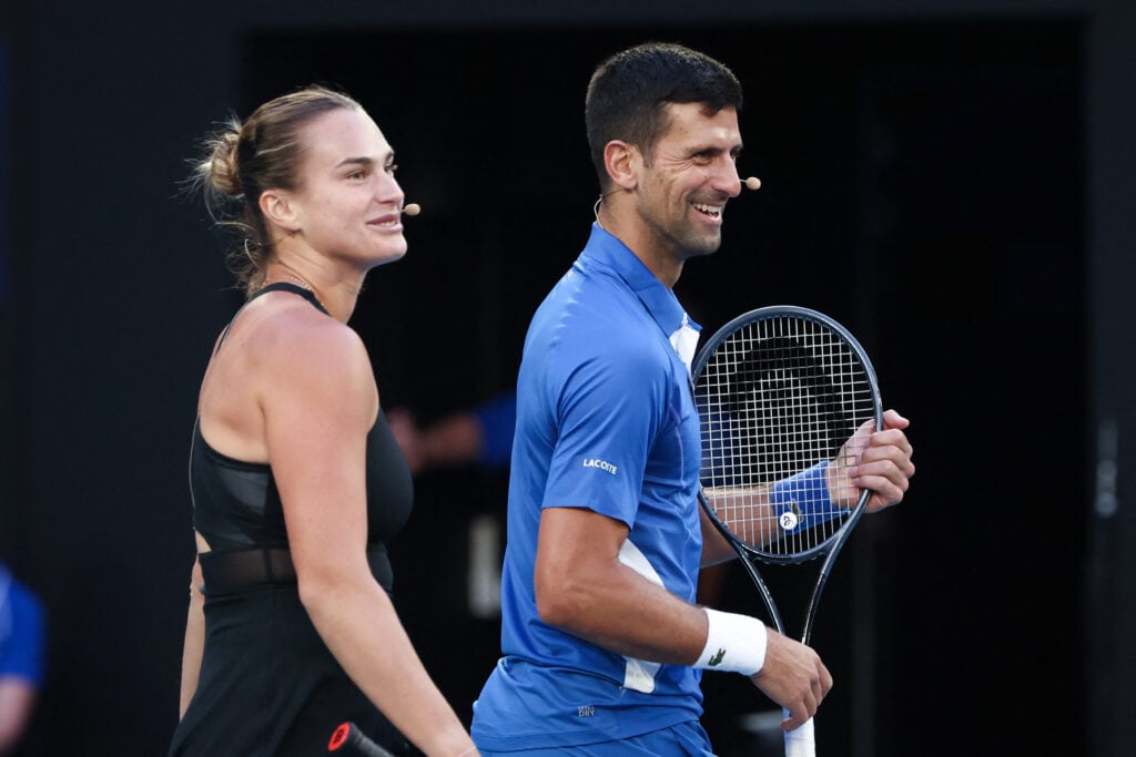 Aryna Sabalenka and Novak Djokovic pictured at the 2024 Australian Open.