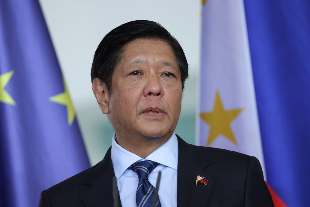 Filipino President Ferdinand Marcos Jr. speaks to the media following talks with German Chancellor Olaf Scholz at the Chancellery on March 12, 2024 in Berlin, Germany. Scholz is receiving several southeast Asian leaders this week, including also from Thailand and Malaysia. The growing influence of China in the region is among topics for the meetings.
