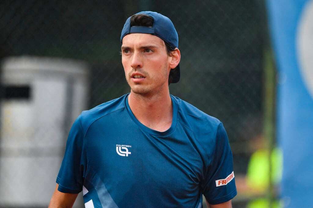 Marc-Andrea Huesler at a Challenger tournament in Turin in 2025.