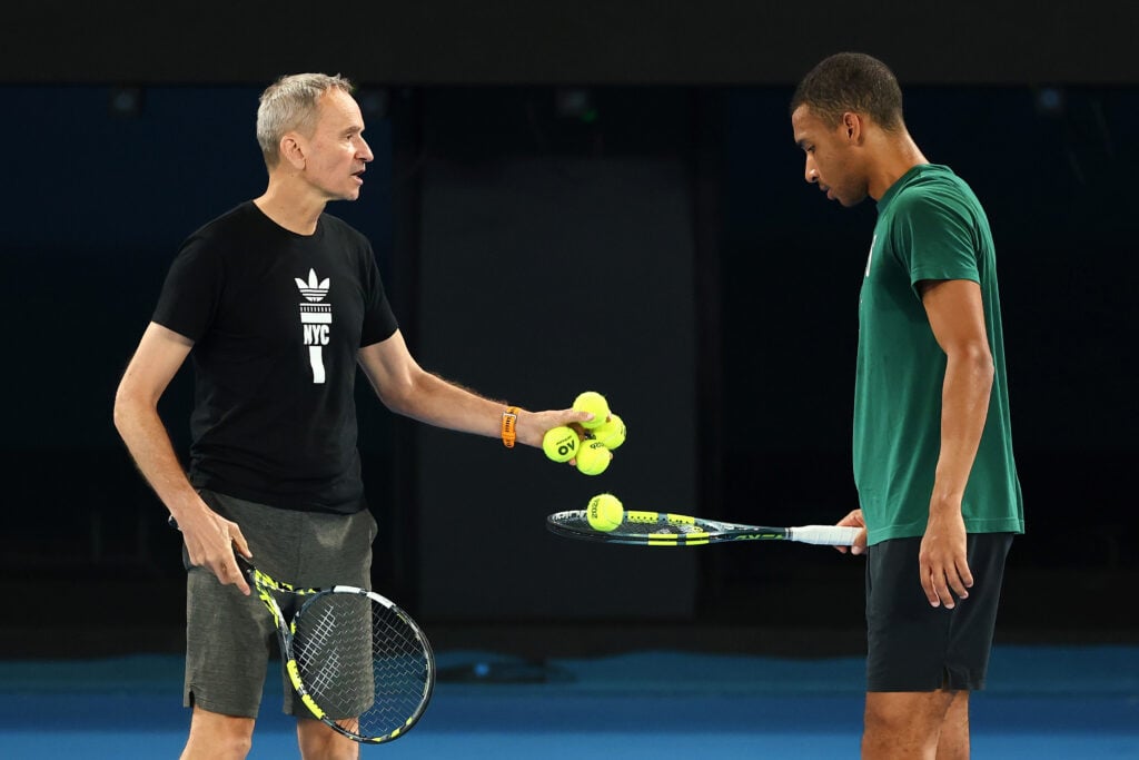 Felix Auger-Aliassime and Frederic Fontang pictured at the 2026 Australian Open.