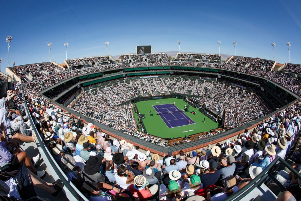 General view of Stadium 1 during the BNP Paribas Open on March 15, 2026 at Indian Wells Tennis Garden in Indian Wells, CA.