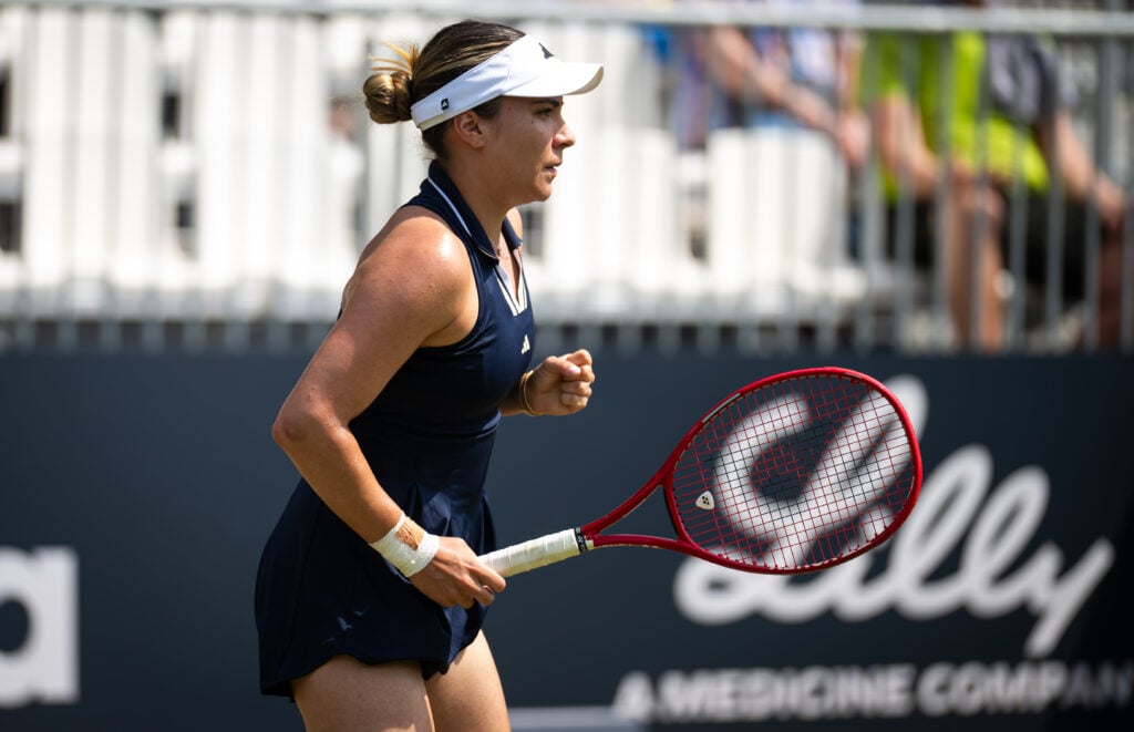 Elena-Gabriela Ruse during her match against Linda Noskova at the 2026 Bad Homburg Open.
