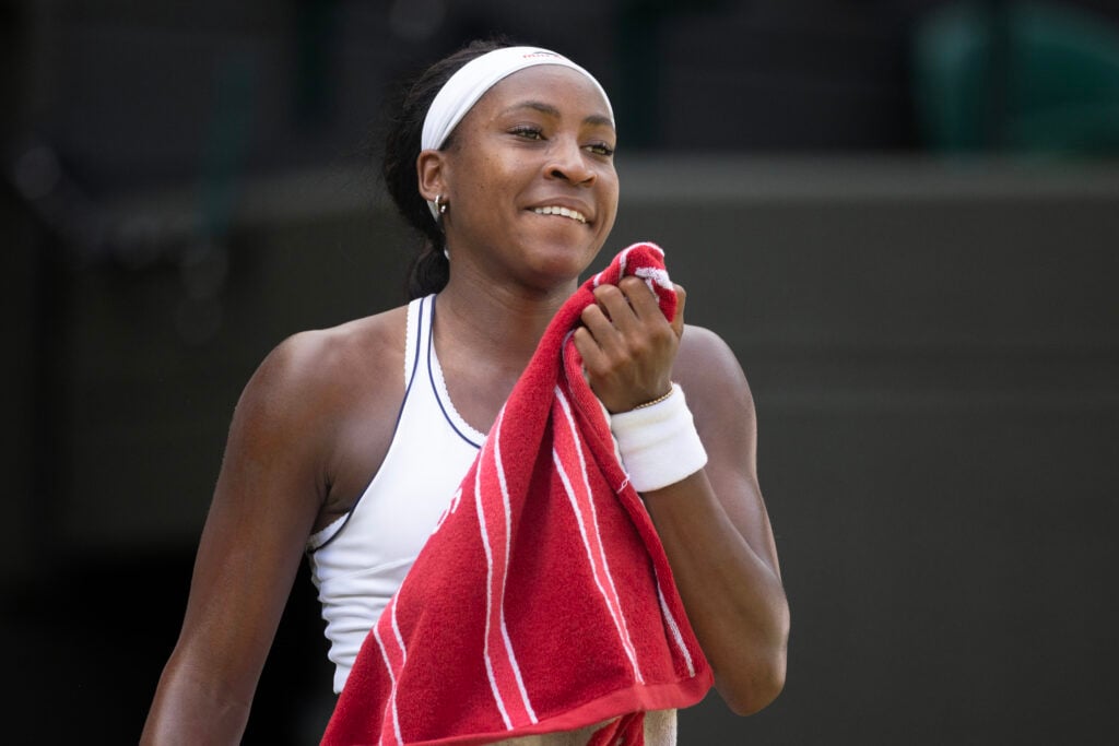 Coco Gauff pictured during the 2026 Wimbledon Championships.