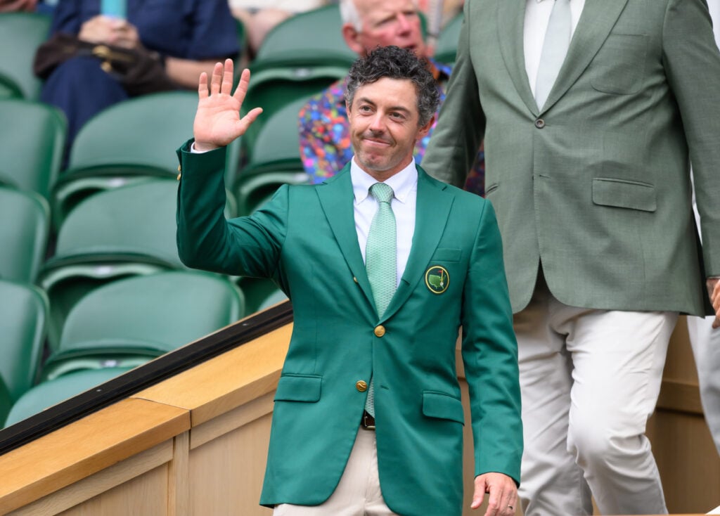 Rory McIlroy in the Royal Box at Wimbledon in 2026.