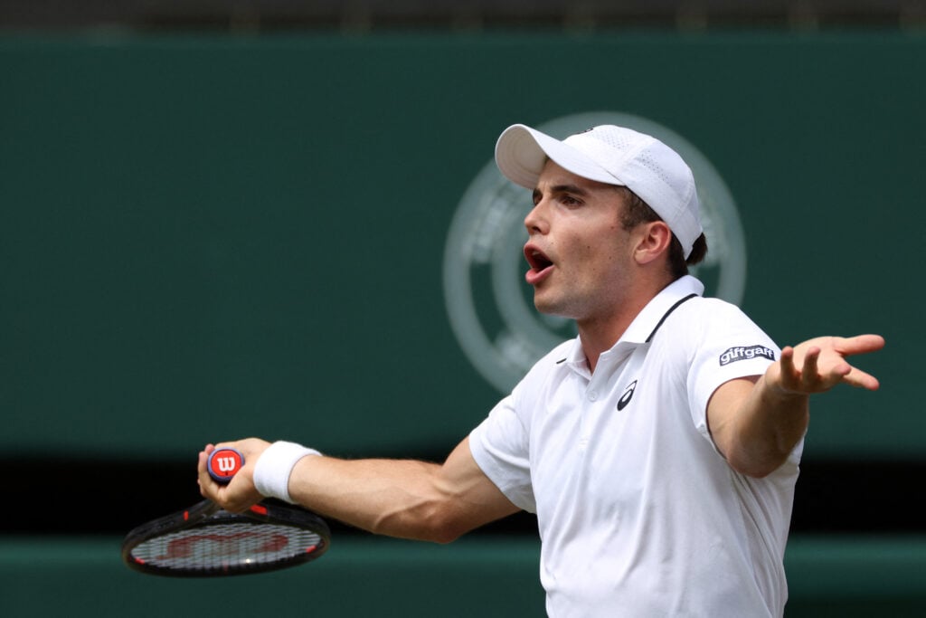 Arthur Fery complains during his Wimbledon semi-final defeat to Alexander Zverev.