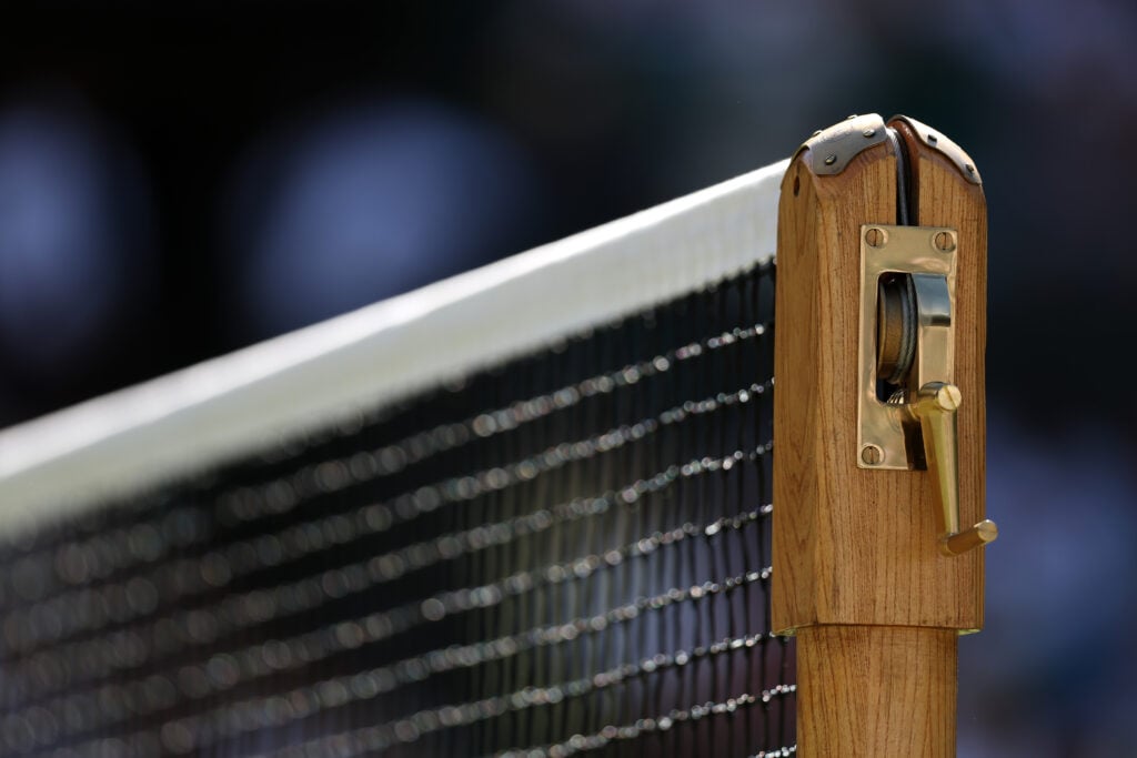 A close up view of the net at Wimbledon in 2026.