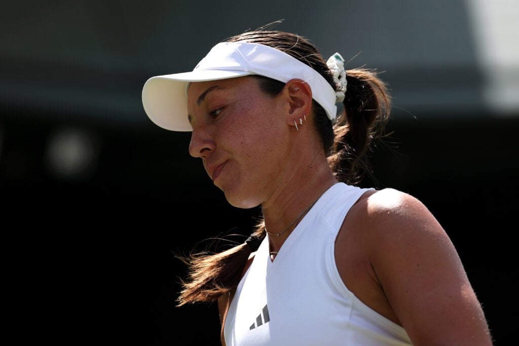 Jessica Pegula during her match against Coco Gauff at Wimbledon in 2026.
