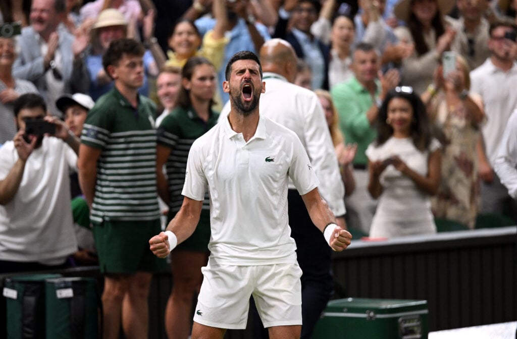 Novak Djokovic roars in celebration