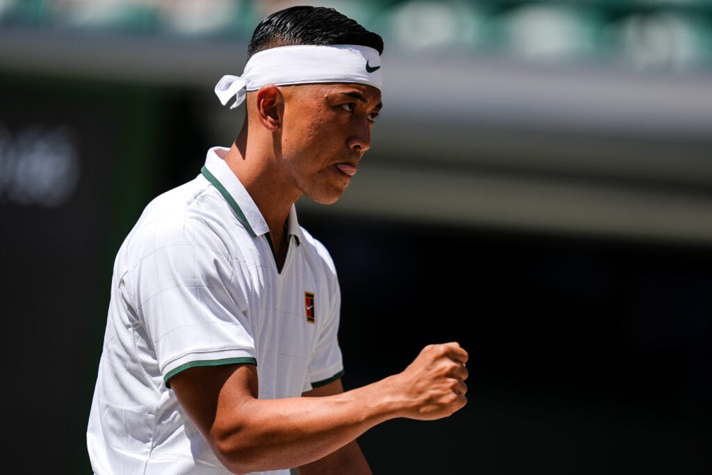 Tokito Oda celebrates during the 2026 Wimbledon final.