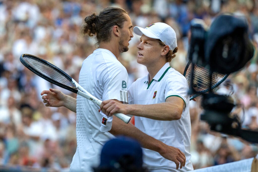 Alexander Zverev and Jannik Sinner hug