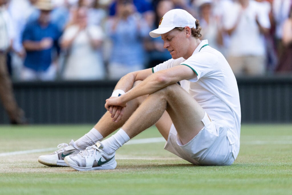 Jannik Sinner pictured after winning his second Wimbledon title.