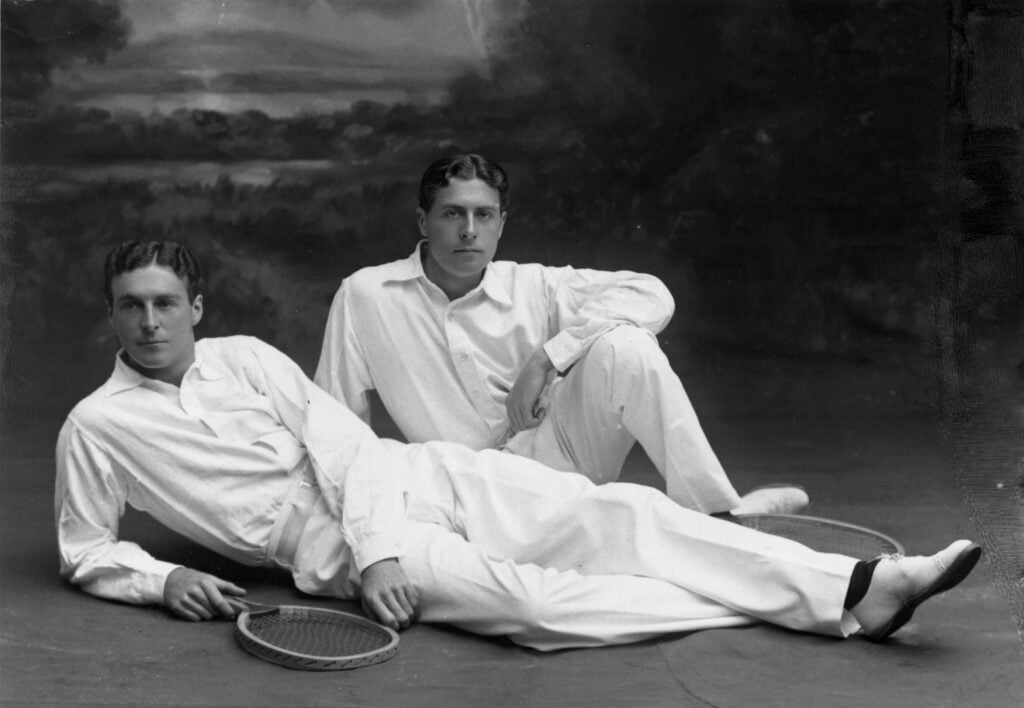 1908: Tennis playing brothers Reggie and Laurie Doherty.