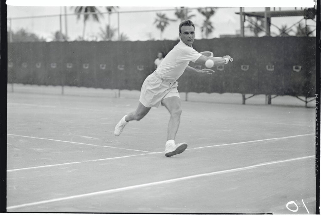 Vic Seixas Hitting a Tennis Ball