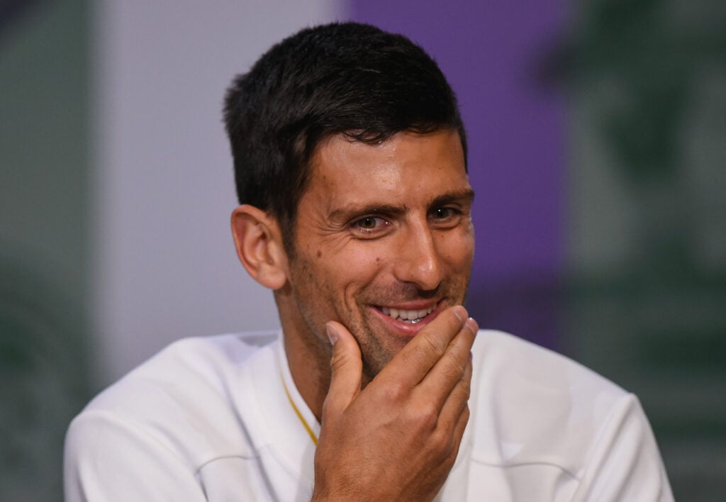 Novak Djokovic of Serbia speaks to the media during a press conference prior to the Wimbledon Lawn Tennis Championships at the All England Lawn Tennis and Croquet Club on June 26, 2016 in London, England.